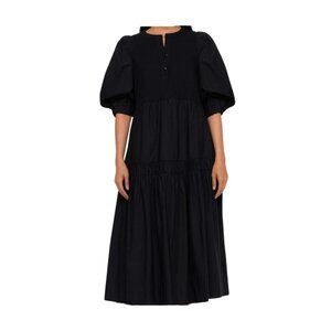 Sea New York Steph Cotton Puff Sleeve Dress in Black